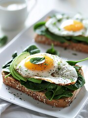 Egg Avocado Toast A Delicious and Nutritious Breakfast Option for Health-Conscious Individuals Generative AI - obrazy, fototapety, plakaty