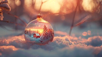 Snowy Christmas Tree Ornament Generative AI