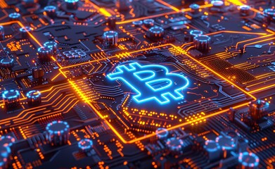 Neon Bitcoin Logo A Glowing Digital Currency Symbol Generative AI
