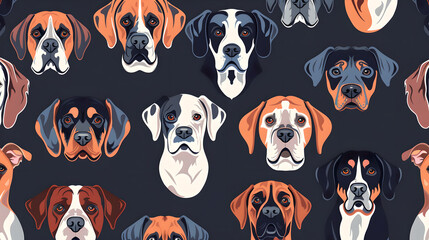Obraz premium Bold Dog Illustrations Featuring Boxers in Various Poses, Generative AI