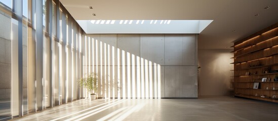 Large vertical gap for ventilation and natural light in a building interior. - obrazy, fototapety, plakaty