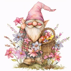 Flower-Fairy Fusion A Gnome's Monthly Flower Bouquet Generative AI