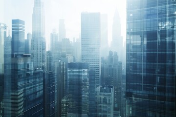 Fototapeta na wymiar modern architecture background. glass building skyline. futuristic image. 
