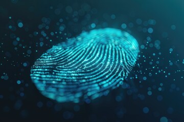 A biometric identification system scanning a fingerprint for secure access - obrazy, fototapety, plakaty