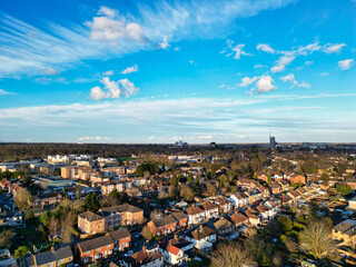 Aerial View of Watford City Centre, England United Kingdom