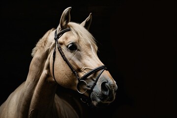 a horse with a bridle - obrazy, fototapety, plakaty