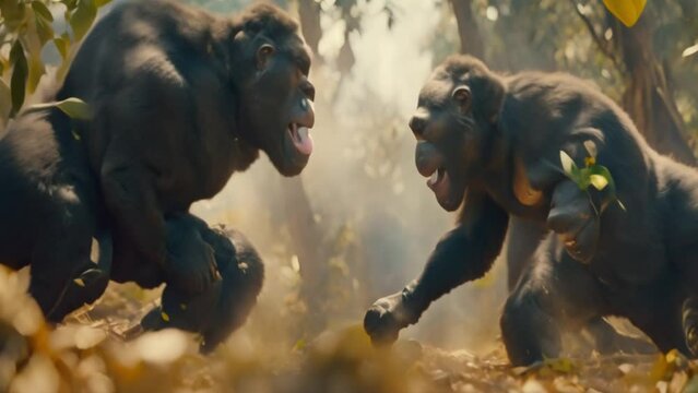 gorillas fighting Video 4K