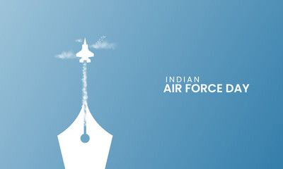 Indian air force day, air force day creative, fighter jet with flying bird. Air force day design for social media.