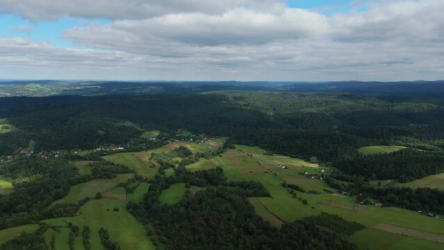 Beautiful Landscape Mountains Bieszczady Bircza Leszczawa Aerial View Poland