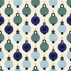 Christmas square seamless pattern with tree toys. Stylish background. Repeating vector design element for print