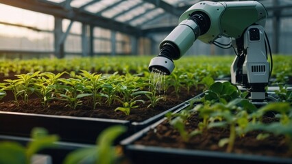 Smart Agriculture Innovation Automated Robotic Arm Watering Plants