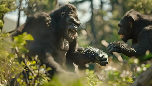gorillas fighting Video 4K