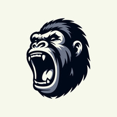 roaring gorilla head vector logo design