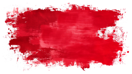 red paint texture brush strokes isolated on transparent background