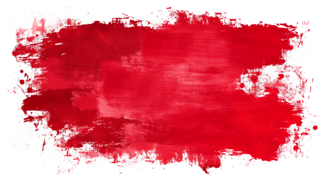 red paint texture brush strokes isolated on transparent background