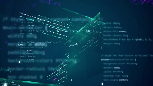 Programming code software language on transparent walls in three dimensional space