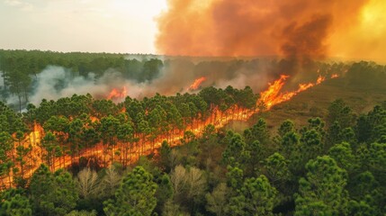 Aerial view of Forest fires