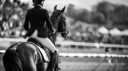 Fotobehang Equestrian Rider in Tailcoat Performing at Dressage Event © _veiksme_