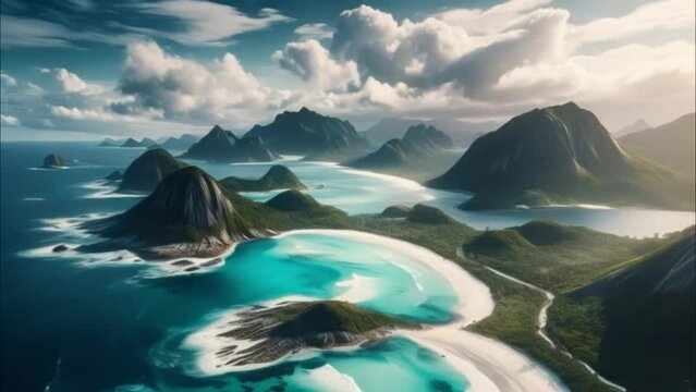 landscape with lake and mountains, generative ai
