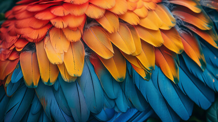 Obraz premium A colorful bird's feather with blue, green, and orange colors