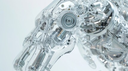 Close up of a robots arm crafted from intricate metal parts