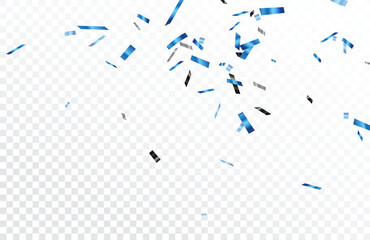 Blue confetti and ribbon banner, isolated on transparent background - 756265564