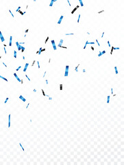 Fototapeta na wymiar Blue confetti and ribbon banner, isolated on transparent background
