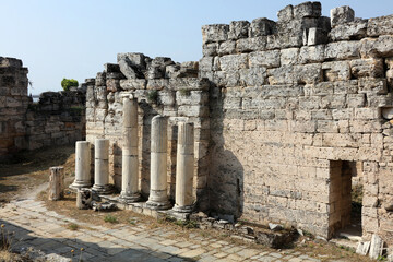 Hierapolis Ancient City is a city from the Phrygian period. Ruins of a building in the ancient city.	