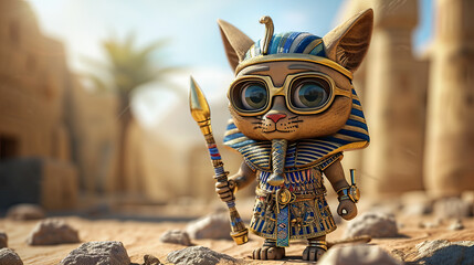 Cartoon cat pharaoh