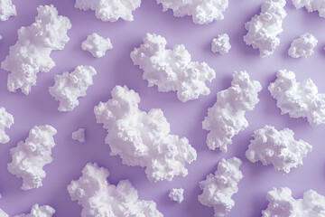 Fototapeta na wymiar Dreamy White Clouds on Pastel Purple Background