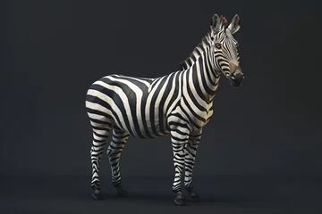 Gordijnen a zebra standing on a black background © Mariana