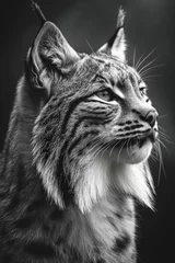 Foto op Canvas closeup black and white portrait of a beautiful wild lynx cat © Salander Studio