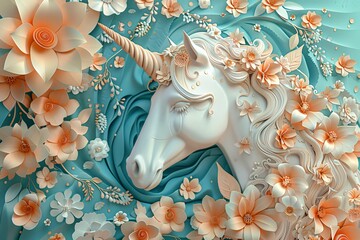 a white unicorn with flowers