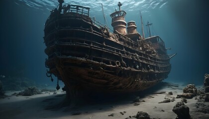 A Highly Realistic Scene Of A Deep Sea Explorer - obrazy, fototapety, plakaty