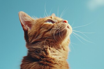 a cat looking up to the sky
