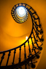 Modernist style staircase with wrought iron details in Cartagena