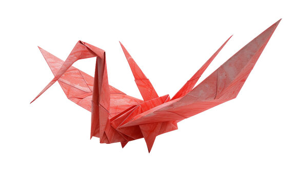 Tranquil Beauty of Origami Cranes On Transparent Background.
