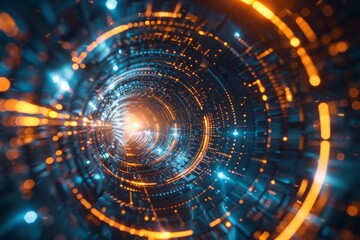 Colorful HUD Circle interface line abstract futuristic technology background. Generative AI