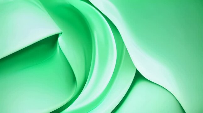 A close-up of a green fabric texture, showing the soft, smooth, and flowing curves of the material. The abstract pattern created by the folds and creases is visually appealing.