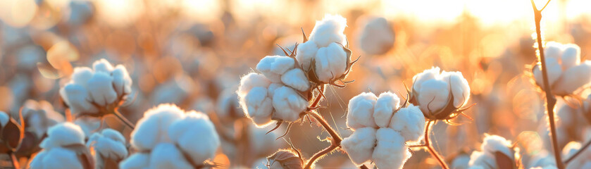 Cotton buds in the field. Farmland Generative AI - obrazy, fototapety, plakaty