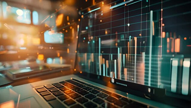 Laptop Unveiling Dynamic Sales Graph