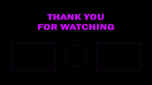 4K template for video end screens on social media. Minimalist neon circle and rectangle animation. Preview recommended video channels