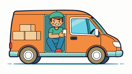 Efficient Delivery Vector Illustration of a Van with Driver for Seamless Logistics
