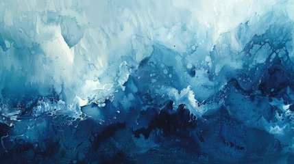 Fototapeten Deep blue gradient watercolor background with fluid texture, resembling ocean waves and sea mist for a dreamy abstract background © ABC Vector