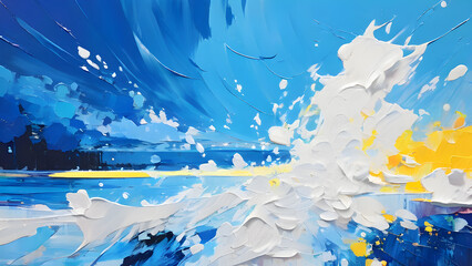 Multicolored wall with acrylic paint splattered in all directions