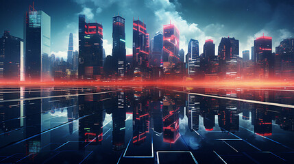 Hypnotic neon cityscapes technology