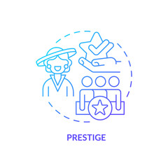 Prestige blue gradient concept icon. Aspect of social stratification. High society. Upper class. Societal status. Round shape line illustration. Abstract idea. Graphic design. Easy to use in article