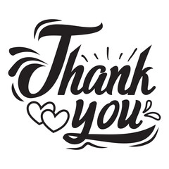 Fototapeta premium Thank you card, text or lettering. Thank you hand lettering, black ink brush calligraphy. 11:11