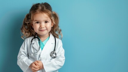 Little boy in doctor's coat with stethoscope