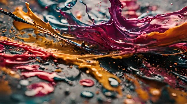 Close Up of Abstract Rainbow Colored Paint Mixture Motion Video. Bokeh and Blurred Background